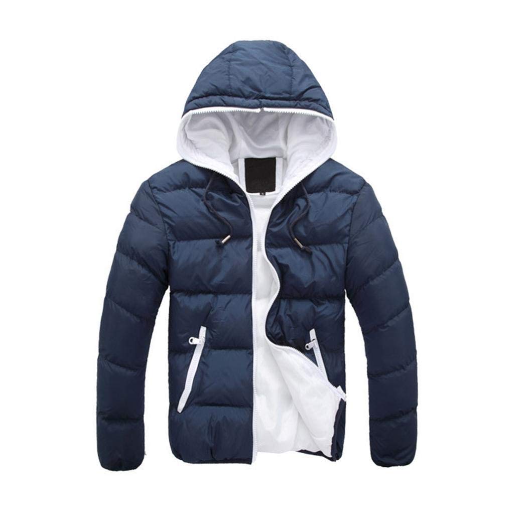 fnemo Men Casual Cotton Jacket Long Sleeve Hooded Slim Outerwear Winter Zipper Coat Coats