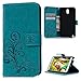 Note 3 Case, Galaxy Note 3 Case - Slim Fit Wallet Flip Embossed Clovers PU Leather Case with Shock-Absorption TPU Inner Cover & Dust Plug Stylus Pen HD Screen Protector by Badalink - Blue
