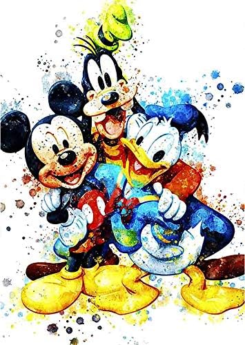 Amazon Co Jp ウォールアート水彩画ポスタープリントミッキーマウスドナルドダックミッキーグーフィードナルド漫画のキャラクターサイズ 30 Cm X 43 Cm 12インチx 17インチ Home Kitchen