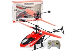 PTGHT Gesture Sensing Indoor Flying Helicopter Toys, Remote-Controlled Helicopter Children's Toys with LED Lights, Birthday Gifts for Boys and Girls (Red)