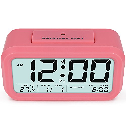 Student Digital Alarm Clock 5.3" Battery Travel Clock Large LCD Display
