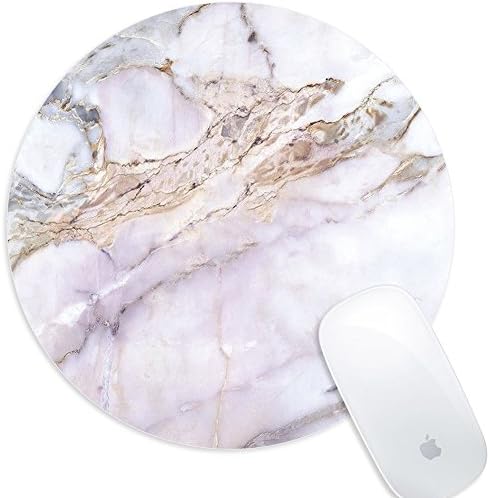 Durable Non Slip Rubber Mouse Pad Beautiful Pattern Desktop Mouse pad Computer PC Mouse Mat Diameter 310mm (Marble Pink)