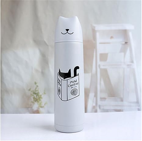Amazon Cute Minor 水筒 可愛い ネコ カートゥーン 蓋付き アイデア グラス Zakka 直飲み コップ 付 2way ボトル ポーチ付き 水筒 500ml 直飲み 大容量 グレー 水筒 マグボトル オンライン通販