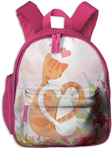 Toddler Kid Vector Two Cats Snuggle Flat School Bag Personalized Preschool Shoulders Bag For Boys Girls