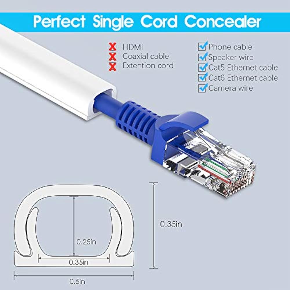 Wall Cable Raceways Cord Hider CMC06 Mini OnWall Concealer For