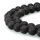 BRCbeads Black Lava Gemstone Loose Beads Well Polished Round 8mm Crystal Energy Stone Healing Power for Jewelry Making