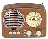 Noizzy Box Retro XS Vintage Retro Classic Portable Bluetooth Speaker with LED Light and Display, FM Radio, Support Micro TF SD Card, USB Input, AUX Line-in (Brown)