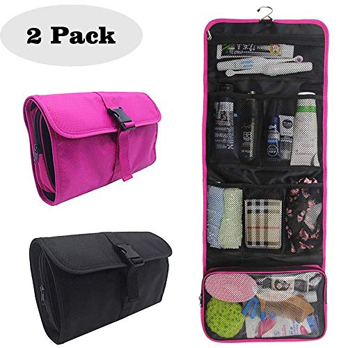 Hanging Toiletry Bag for Men and Women 2 Pack Large Capacity Travel Kit Cosmetic Makeup Storage Organizer with Metal Hanging Hook