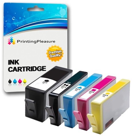 Printing Pleasure SET of 5 Compatible Printer Ink Cartridges for Photosmart 7510 7520 B8550 B8553 C5380 C5383 C6380 C6383 D5460 D5463 D7560 Premium C309a C310a C510a | Replacement for 364XL