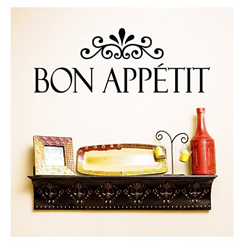 calcomanía de pared con letras de vinilo bon appetit 