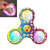 Newest LED Light UP Glow Tri-Spinner Hand Spinner Fidget New Style Toy, EDC ADHD Focus Stress Reducer Relieve Anxiety Autism (A)