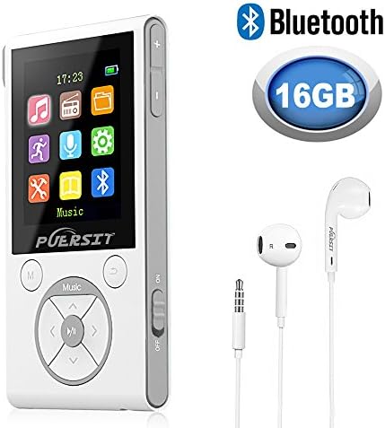 16GB MP3 Player with Bluetooth ,New Virsion 1.8" HD Screen Portable HiFi Sound MP3/MP4 Player with FM Radio/Background Pedometer/Voice Recorder 50h Playback Music Player for Sports/Fitness(up to 128G)