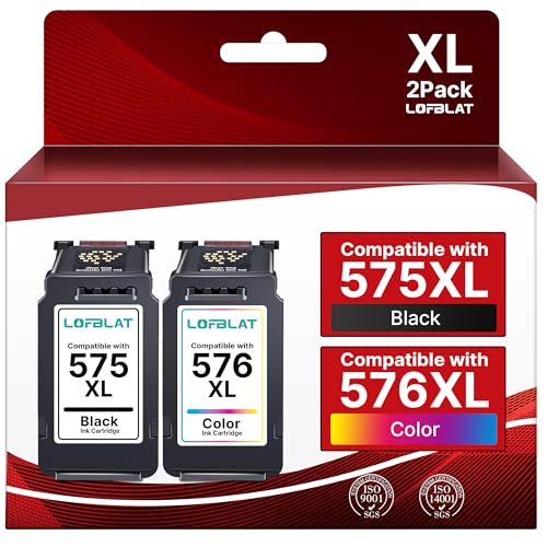 LOFBLAT Cartridge 575 576 Replacement for Canon 575 and 576 for Canon PG-575 XL CL-576 XL Black and Colour for Canon PIXMA TS3551i TR4755i TS3750i TS3550i TR4751i TS3751i TS3752i (Black, Color)