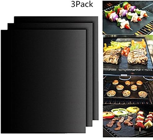 Otedes BBQ Grill Mat ,Set of 3 100% Non-Stick Grilling Mats- Barbecue Grill Mats-For Gas, Electric, Microwave &amp; Toaster Ovens ,15.75 x 13 Inches