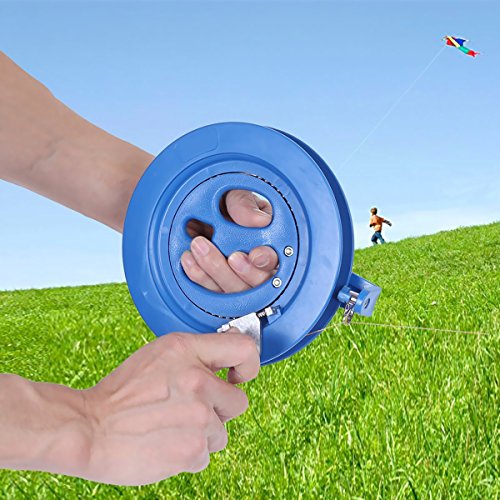 Glow Castle Professional outdoor kite string flight tool winder handle of the scroll wheel lock-Blue (7in)
