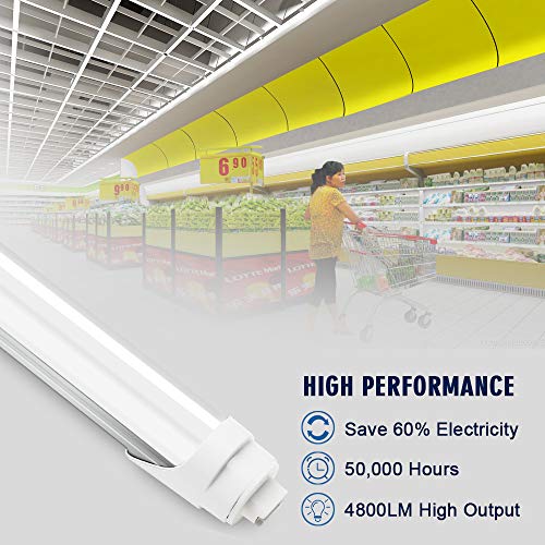 R17D/HO 8FT LED Light Bulbs - JESLED LED Tubes 45W (110w Equivalent), 6000K Cool White, 4800LM, Frosted Cover, Dual Ended Power, Ballast Bypass, F96T12/CW/HO Fluorescent Replacement (20-Pack)