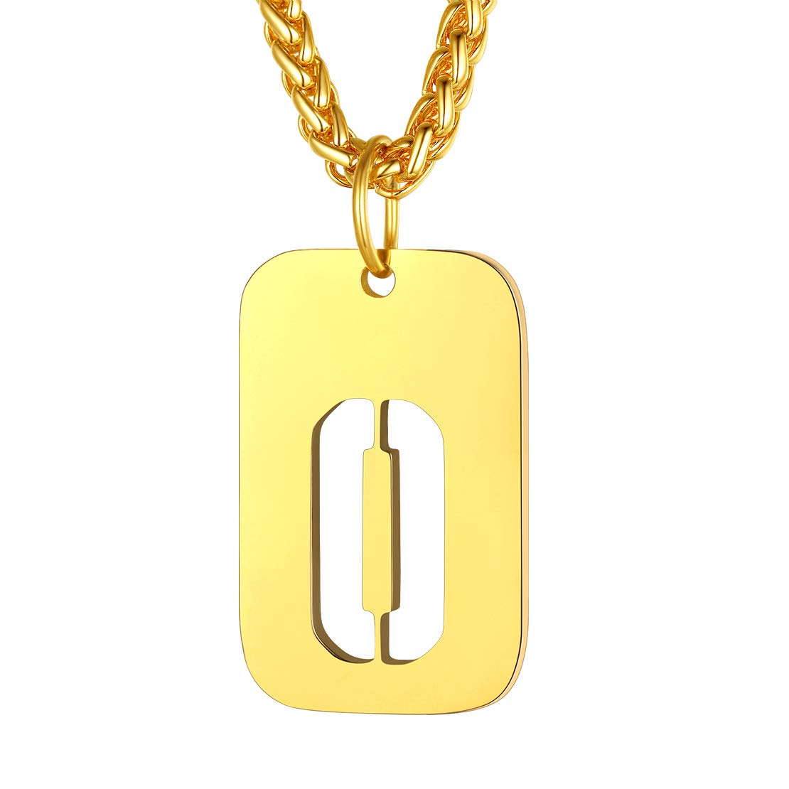 FindChic Dog Tag Necklace for Women Gold Chain Letter O Necklaces Initial