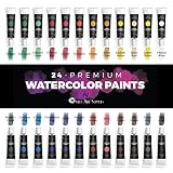 Castle Art Supplies Watercolors Paint Set - 24 Vibrant Colors in Tubes - Quality Paint That is Easy & Convenient to Mix with Great Results. This Set Makes it Super Easy to Enjoy Watercolors