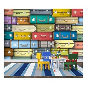 Vector - Background of Colored Suitcases - Removable Wall Mural | Self-Adhesive Large Wallpaper - 66x96 inches