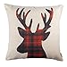 Fjfz Christmas Winter Deer, Scottish Buffalo Plaid Cotton Linen Home Decorative Throw Pillow Case Cushion Cover for Sofa Couch, Red, 18