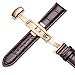 iStrap Leather Watch band -Alligator Grain Embossed Pattern Calfskin Replacement Strap-Stainless Steel Deployment Buckle with Push Buttons-Bracelet for Men Women-18mm 19mm 20mm 21mm 22mm 24mm
