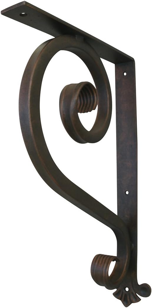 Shoreline Large Wrought Iron Support Bracket- Unique Heavy Duty Decorative Angle Support 11”X 22”-Nickel/Steel