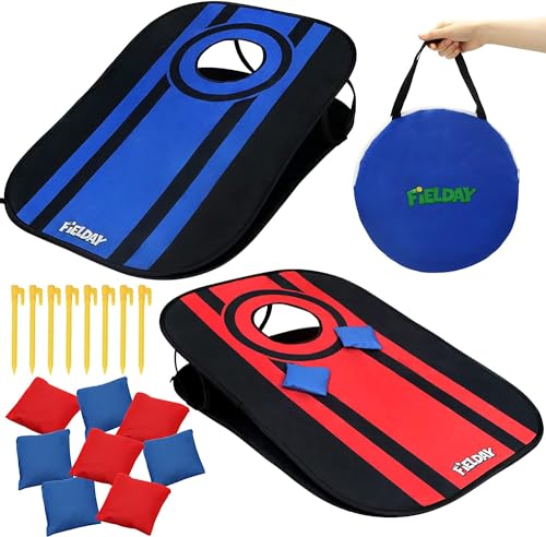JOYIN Portable Cornhole Set, Collapsible Outdoor Bean Bag Game Boards Includes 8 Bean Bags & Carrying Case for Kids Adults Lawn, Beach, Camping Game, 3 x 2-feet