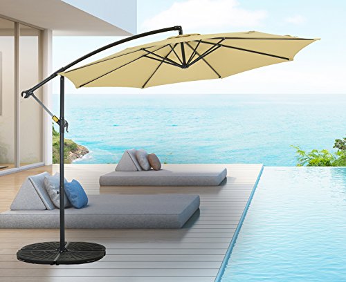 SHORFUNE 10 Ft Patio Umbrella with Crank, UV Resistant and Water Resistant, 100% Polyester, Air ...
