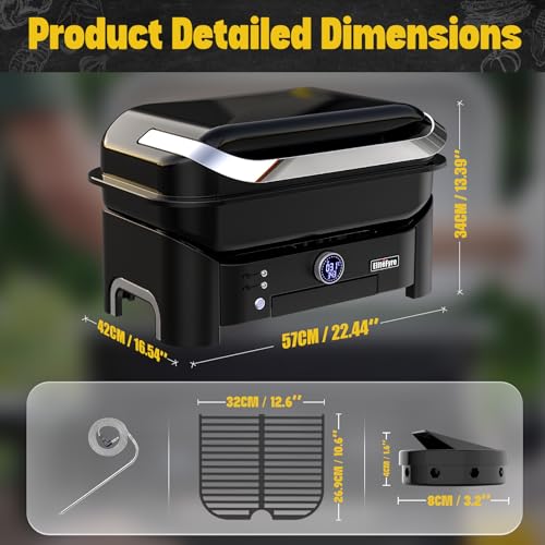 Volteq 6-in-1 Electric Barbecue, High Precision Table Grill 343°C with Intelligent Thermal Probe, Digital Control, Cooking Surface 54 x 32 cm, Ideal for Apartment, Balcony and Camping