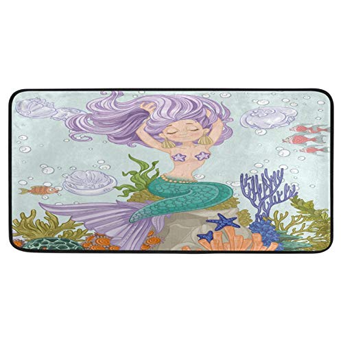 LNAGT Area Rugs Mermaid Coral Area Carpets Soft Non-Slip Runner Rug for Living Room Entryway Kitchen Mat Doormat 3920 inch