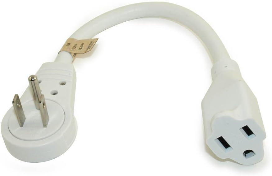 2 pack - 6 Inch White Extension Cord with Flat Rotating Plug