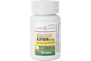 GeriCare Low Dose Enteric Coated Aspirin 81mg Pain Reliever, 100 Count (Pack of 1)