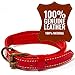 Logical Leather Padded Dog Collar - Best Full Grain Heavy Duty Genuine Leather Collar - Red - Small