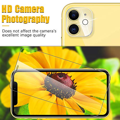 UniqueMe [2 pièces] Verre trempé (6,1 Pouces) et [2 pièces] Caméra Arrière Protecteur pour iPhone 11 [Dureté 9H] [sans Bulles] Anti-Rayures avec Un Service après-Vente Parfait.