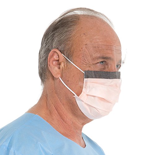 KimberlyClark Fluidshield Face Mask (47137), Orange Pleated Procedure Mask with Clear