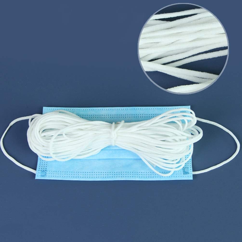 KOZOREN 3mm White Elastic Cord Heavy Stretch Mouth Mask Elastic Earloop String, Beading String Cord, 5M