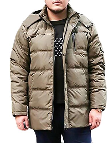 Cruiize Mens Hooded Winter Big And Tall Puffer Casual Jacket Down Coat Army Green 5XL