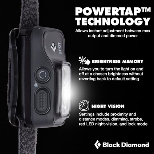 BLACK DIAMOND Spot 400 Headlamp | 400 Lumens Brightness, Dimmable | Waterproof & Durable | 3X AAA Battery Operated (Included) | Graphite