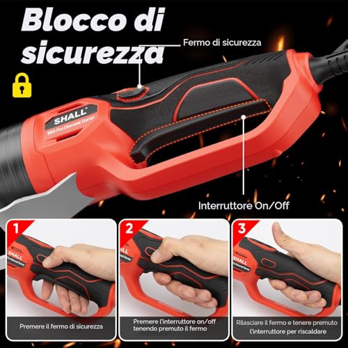 SHALL Charcoal Lighters 2000W Hot Air Gun 1100℉ Heated Chemical Free for BBQ Smokers, Grill Lighters, Wood Fireplaces and Fire Pits