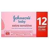Johnson's Extra Sensitive Baby wipes, 12 x 56 Wipes (Total 672 Wipes) by Johnson's Baby