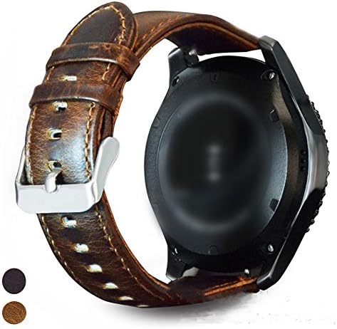 Qingz 22mm width Watch Band Samsung Gear S3 Classic Frontier Leather Watch Strap Smart Bracelet Strap Replacement