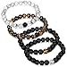 ORAZIO 4Pcs 8mm Beaded Distance Bracelet Natural Stone Couple Lover Relationship Bracelets Elastic