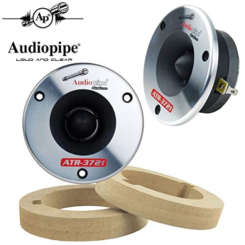 Audiopipe 1-Pair Titanium Super Bullet Tweeters 350W Max 4 Ohm with Custom MDF Tweeter Adapter Rings