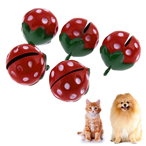 Jocestyle Pet Costume Accessories Dog Cat Small Bells Strawberry Crafts Necklace Pendant (Including 5pcs/set)