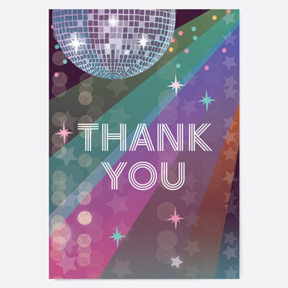 Ready to Write Kids Thank You Postcards - Glitter Ball Disco Party - Pack of 10 (4252). Girls Thank You, Boys Thank You, Childrens Thank You Cards, Thank You Cards Small Business