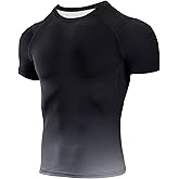 Niksa Men's Compression Shirts, Short Sleeve Athletic Compression Tops Dry Workout T Shirt, Rash Guard Base Layer Undershirt
