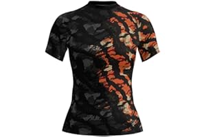 AUREIKA Women’s Short Sleeve Jiu Jitsu Rash Guard – Camo Style BJJ Compression Shirt for MMA & Combat Sports