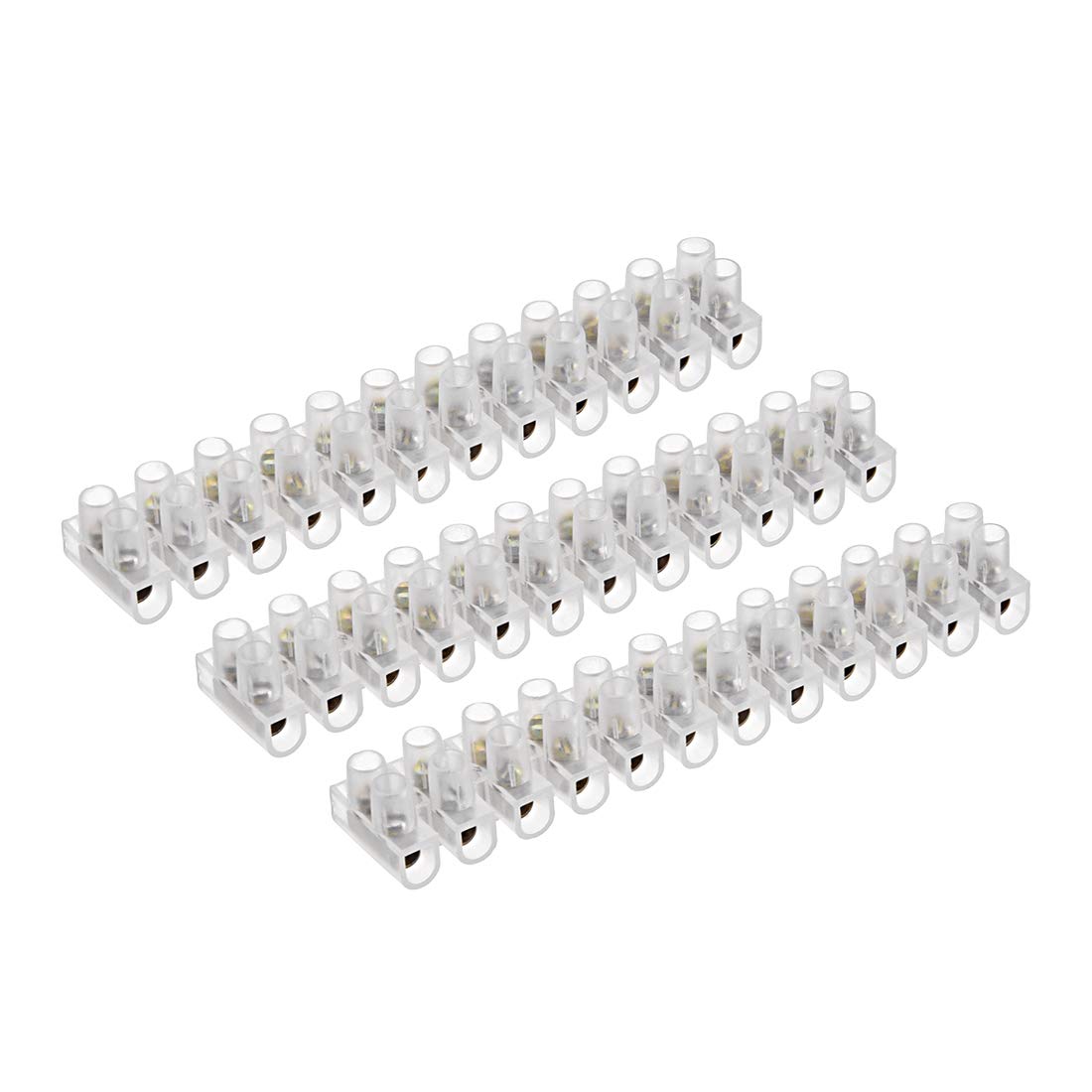 sourcing map Terminal Strip Screw Terminal Barrier Block 3A 12 Position Dual Row Type U Wire Connector 3pcs