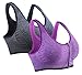 AM CLOTHES Plus Size Sports Bras for Women Seamless Wireless Padded Yoga Bra with Removable Pads Medium 1344-2PC-DGY DPP