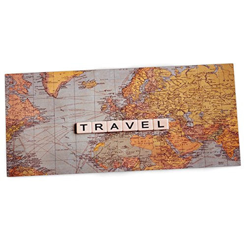 KESS InHouse Sylvia Cook "Travel Map" World Office Desk Mat, Blotter, Pad, Mousepad, 13 x 26-Inches
